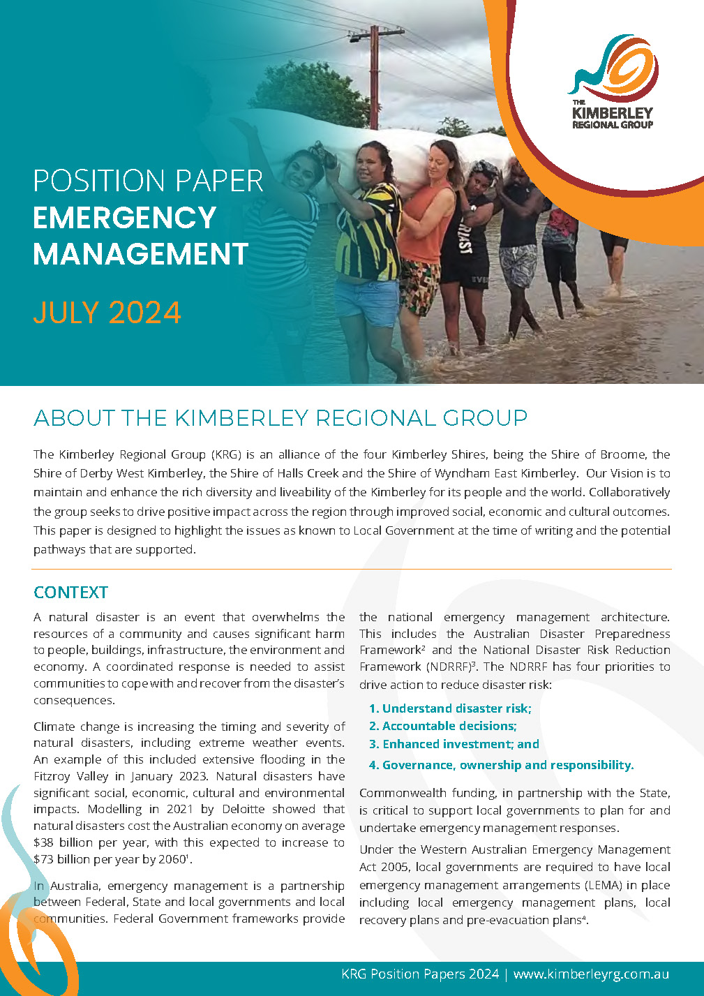 Position Statement - Emergency Management WEB FINAL_Page_1 KRG POSITION PAPER EMERGENCY MANAGEMENT 2024 WEB