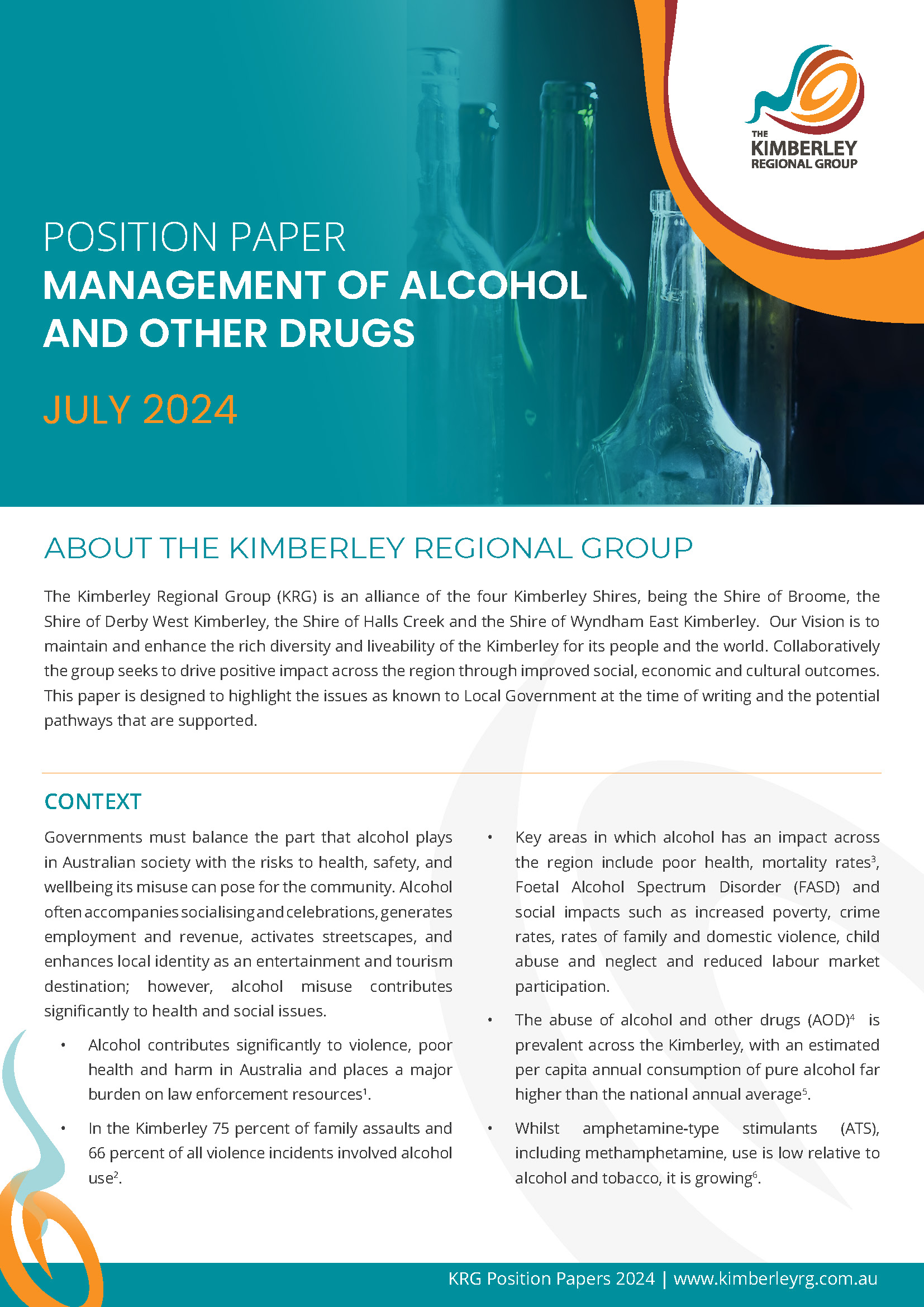 Position Statement - Management of alcohol and other drugs WEB FINAL_Page_1 KRG POSITION PAPER MANAGEMENT OF ALCOHOL AND OTHER DRUGS 2024 WEB