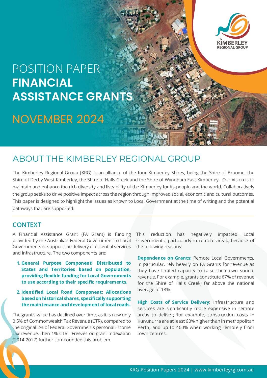 KRG Position Paper Financial Assistance Grants KRG Position Paper Financial Assistance Grants